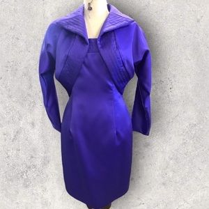 Like New 1980s Purple Sateen Tadashi Wiggle Dress With Bolero